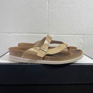 Mephisto Helen Brown Leather Sandals Slip On Toe Loop Women's 39 EU/9 US